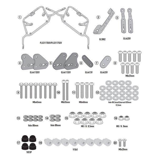 Portavaligie laterale staffe Givi Monokey Side Suzuki Vstrom 1050 2020-2021