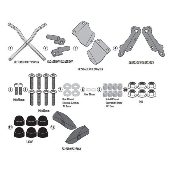 Rear rack Givi top cases Monokey Monolock Honda NX500 2024