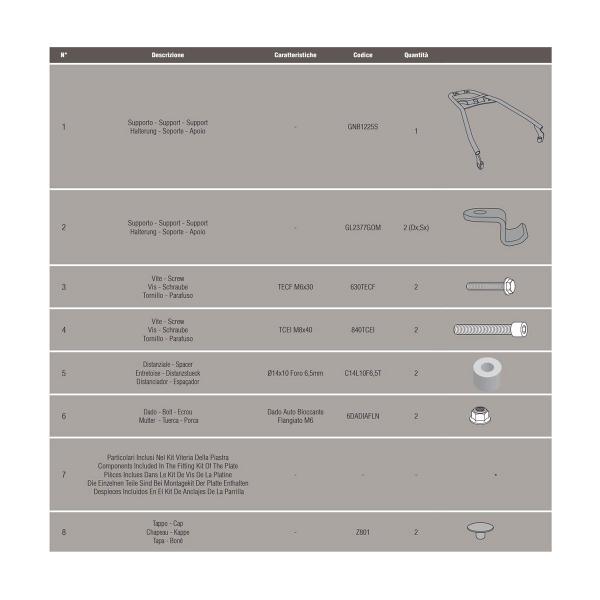 Attacco posteriore bauletto Givi Monolock Yamaha Delight 125 2017-2020