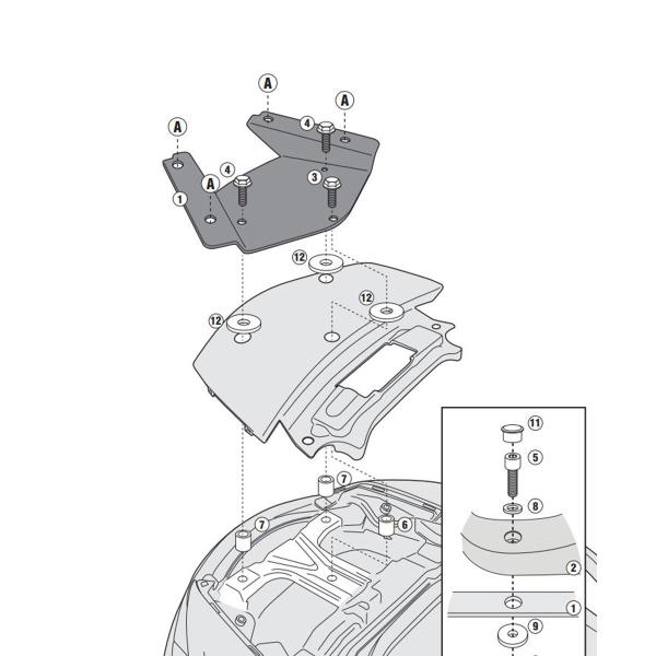 Rear rack Givi top cases Monokey Suzuki Burgman 650/Executive 2013-2020