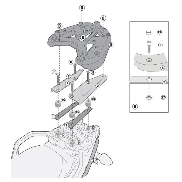 Attacco posteriore bauletto Givi Monokey Suzuki DL1000 Vstrom 2014-2016