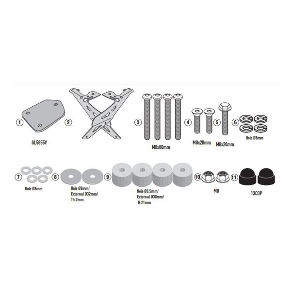 Rear rack Givi top cases Monokey Monolock Kawasaki Eliminator 500 2024