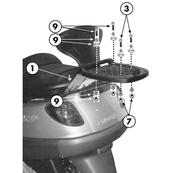 Attacco posteriore bauletto Givi Monolock Piaggio X9 180 2000-2002