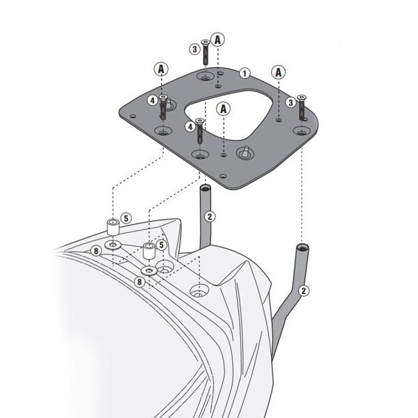 Rear rack Givi top cases Monolock Kymco Xciting 400i 2013-2017