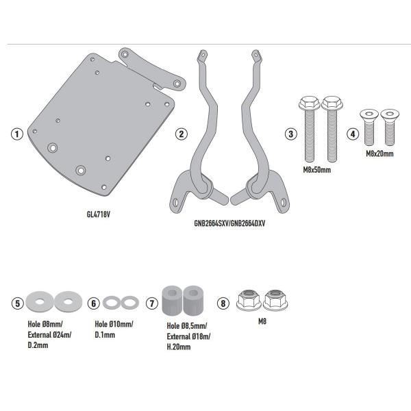 Rear rack Givi top cases Monokey Monolock Kymco DTX 360 2021-2022