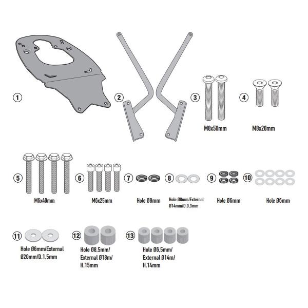Rear rack Givi top cases Monokey Monolock KTM 390 Adventure 2020-2023