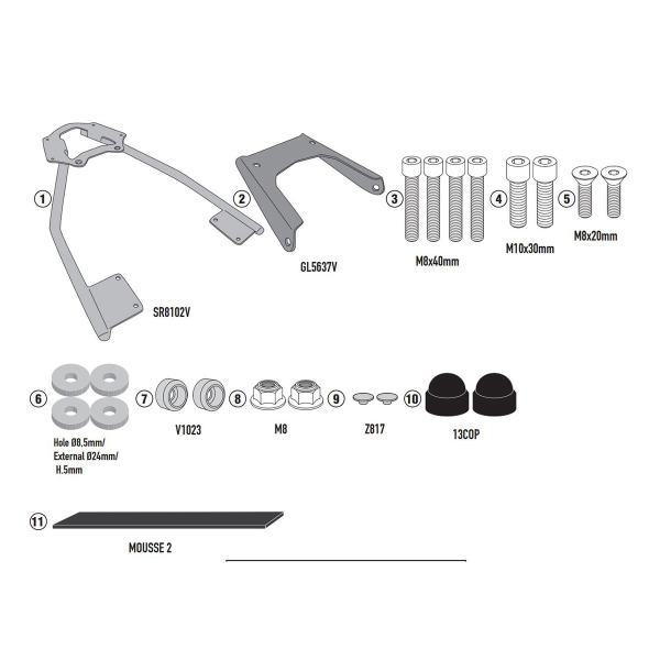 Attacco posteriore bauletto Givi Monokey Monolock Peugeot XP400GT/Allure 2023-2024