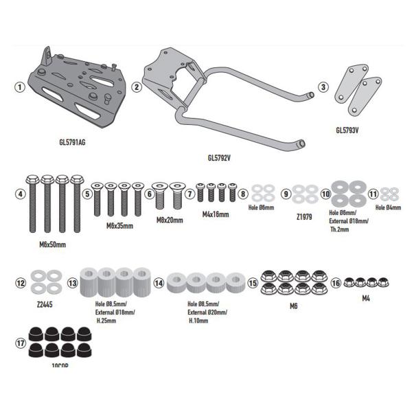 Rear rack Givi top cases Monokey Suzuki GSXS1000GX 2024