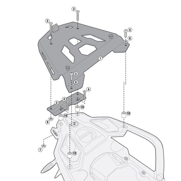 Rear rack Givi top cases Monokey BMW R1200GS 2013-2018