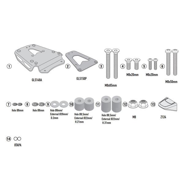 Attacco posteriore bauletto Givi Monokey Triumph Tiger 1200 Rally Explorer 2022-2023