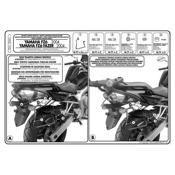 Telaietti borse laterali Givi Yamaha 600 Fazer 2004-2006