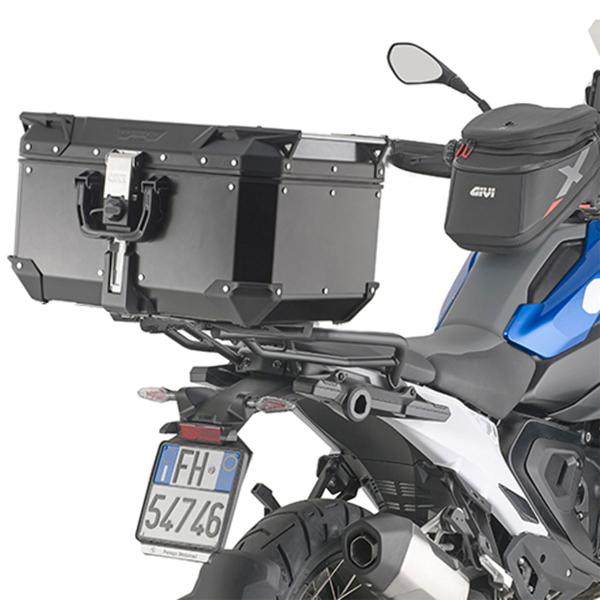 Givi black aluminum 58 liter rear top case with brackets and plate BMW R1300GS 2023-2024