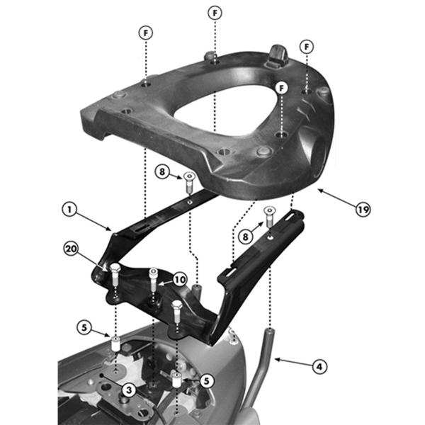 Attacco posteriore bauletto Kappa Monolock Suzuki GSR600 2006-2011