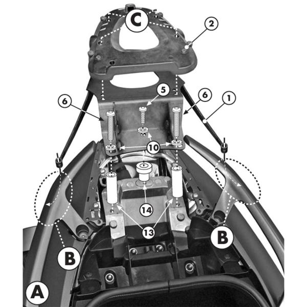 Attacco posteriore bauletto Givi Monolock Yamaha Tmax 530 2012-2016