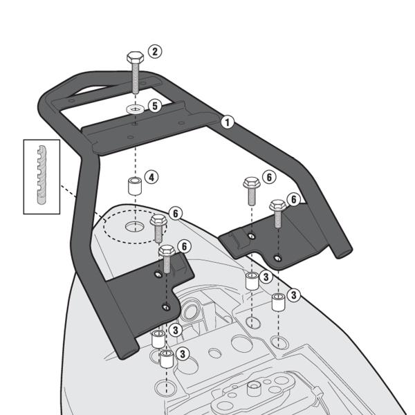Attacco posteriore bauletto Givi Monolock Suzuki Inazuma 250 2012-2016