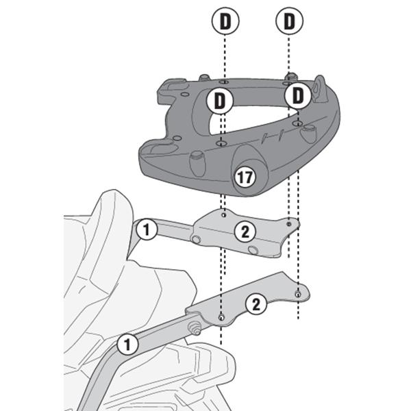 Attacco posteriore bauletto Kappa Monokey Monolock Kymco CV3 550 2022-2023