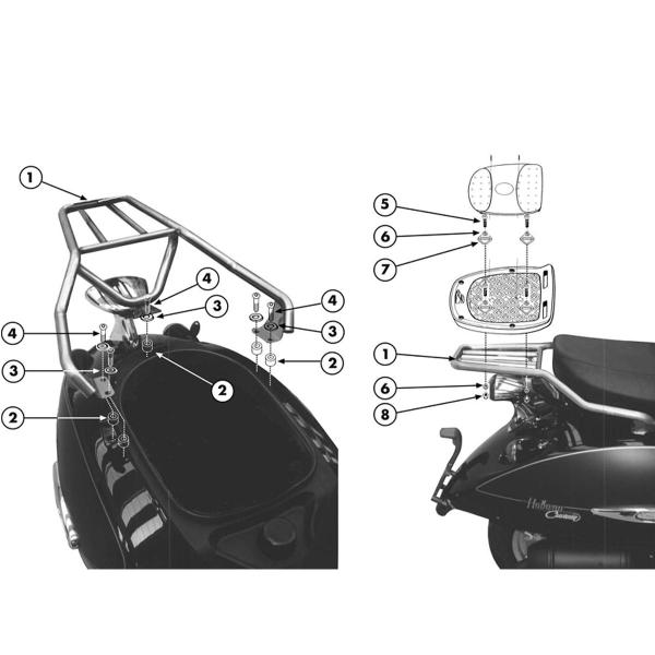 Rear rack Givi top cases Monokey Monolock Aprilia Habana 125 2000-2009
