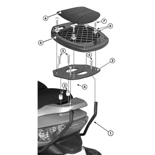 Attacco posteriore bauletto Kappa Monolock Kymco Xciting 500i R 2009-2014