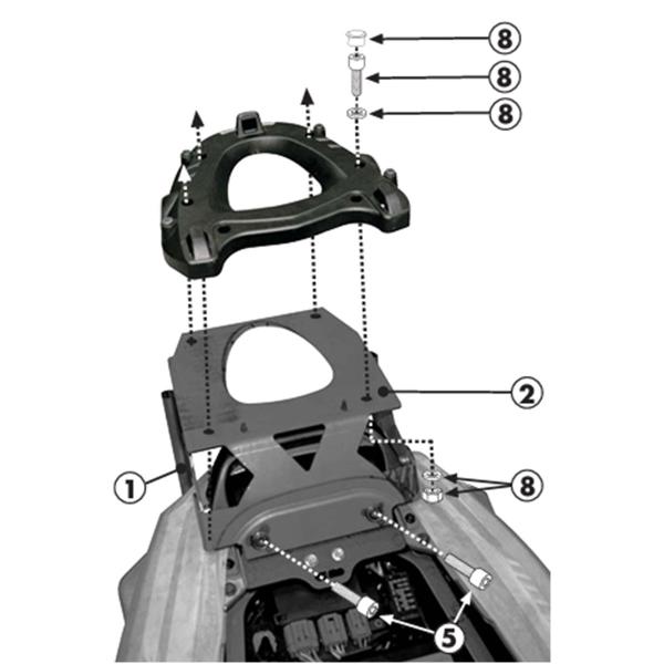 Rear rack Givi top cases Monokey Monolock Kawasaki ZZ1400 2012-2021