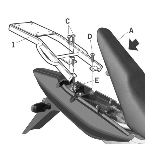 Attacco posteriore bauletto SHAD Honda CBF250 2004-2008