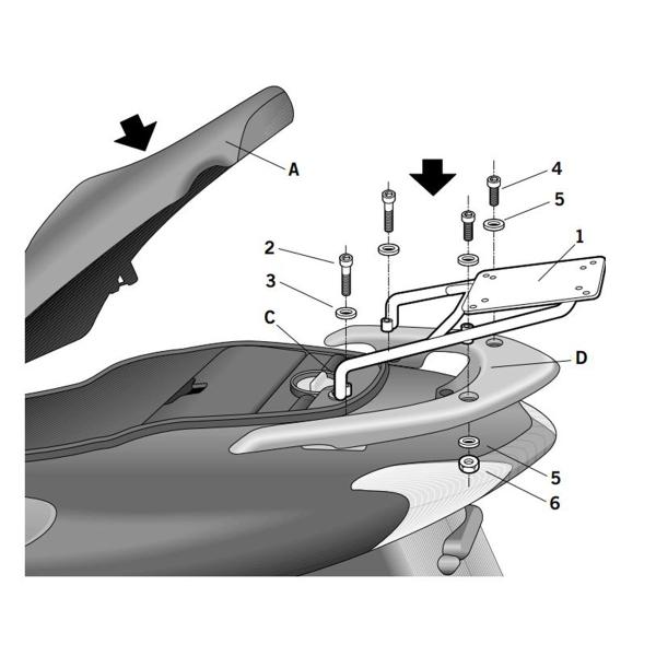 Attacco posteriore bauletto SHAD Honda Dylan SES 125 2002-2008