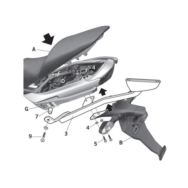 Attacco posteriore bauletto SHAD Kawasaki ER6N/ER6F 2009-2011
