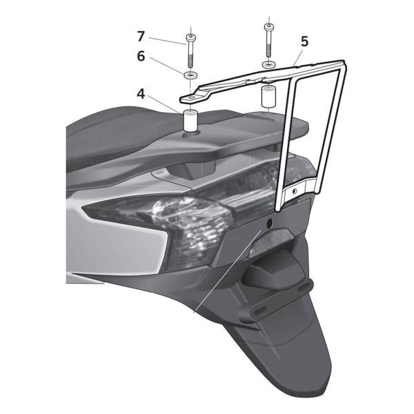 Attacco posteriore bauletto SHAD Kymco Super Dink 125 2009-2015