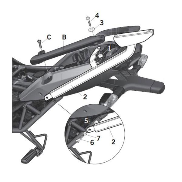 Attacco posteriore bauletto SHAD Kawasaki Versys 650 2010-2014