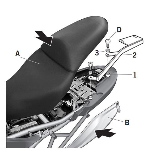 Attacco posteriore bauletto SHAD Kawasaki Versys 650 2007-2009