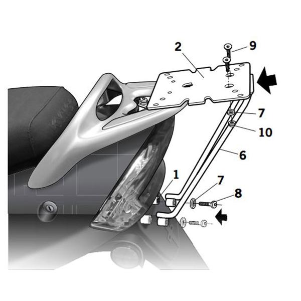 Attacco posteriore bauletto SHAD Kymco Vitality 50 2009-2017