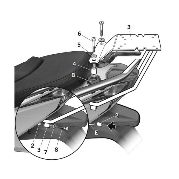 Attacco posteriore bauletto SHAD Kymco K-XCT 125i 2013-2017