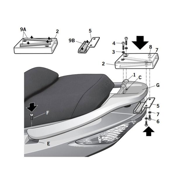Attacco posteriore bauletto SHAD Kymco Xciting 250 2005-2015