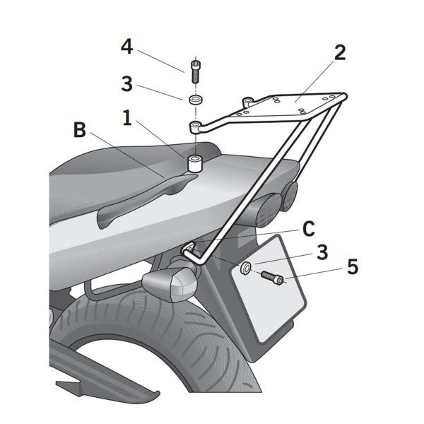 Attacco posteriore bauletto SHAD Kawasaki ZR7 2001-2005