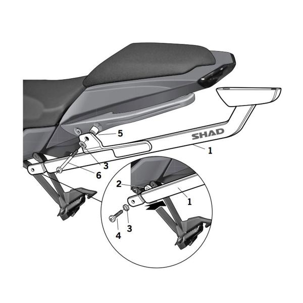 Attacco posteriore bauletto SHAD Kawasaki Z1000SX 2011-2016