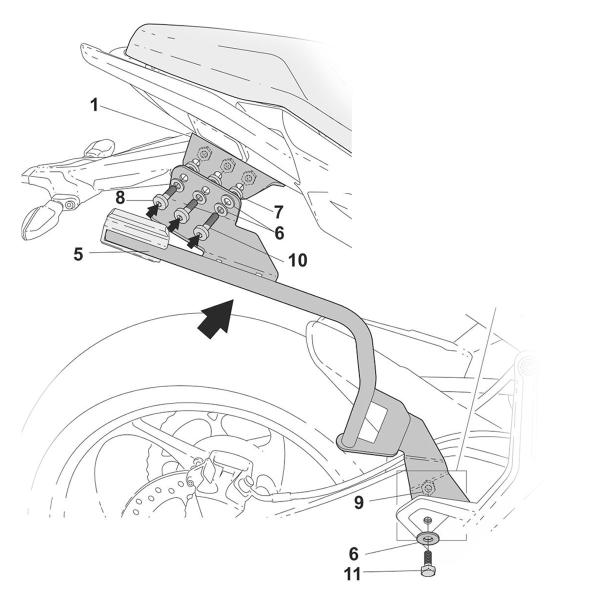 Pannier holder side cases SHAD 3P System Triumph Tiger Sport 660 2022-2025