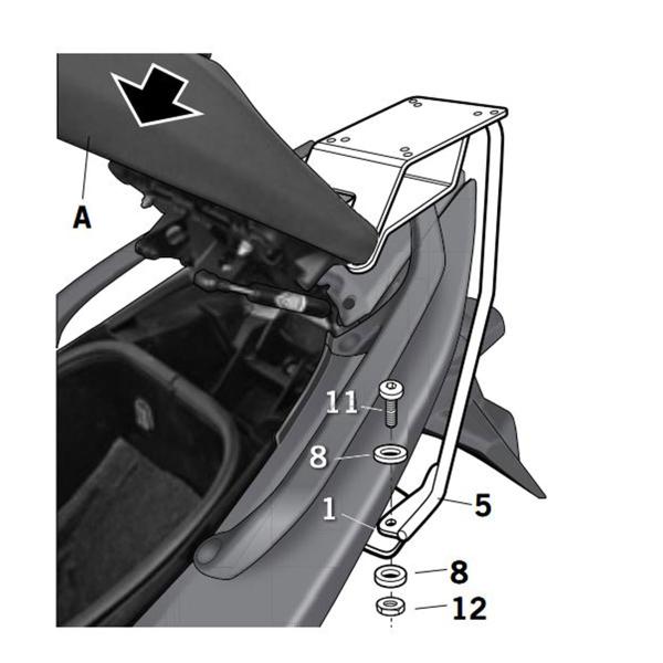 Attacco posteriore bauletto SHAD Yamaha Tmax 500 2008-2012