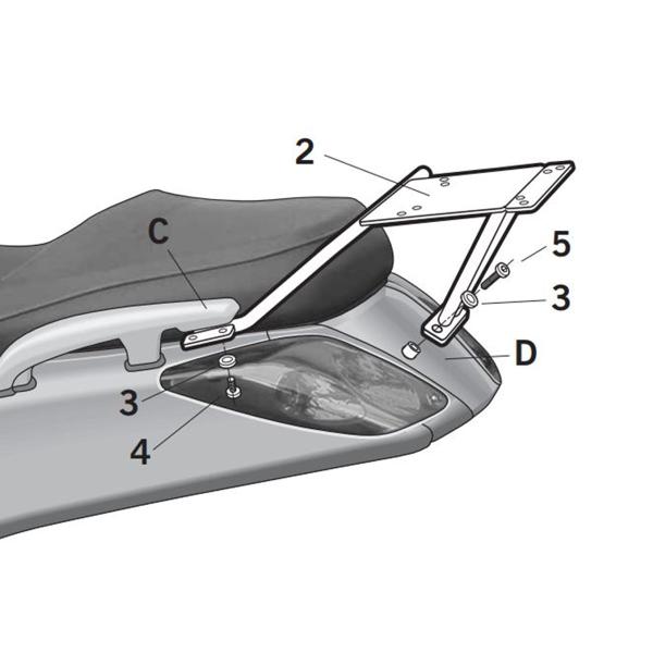 Attacco posteriore bauletto SHAD Yamaha Xmax 125 2005-2009