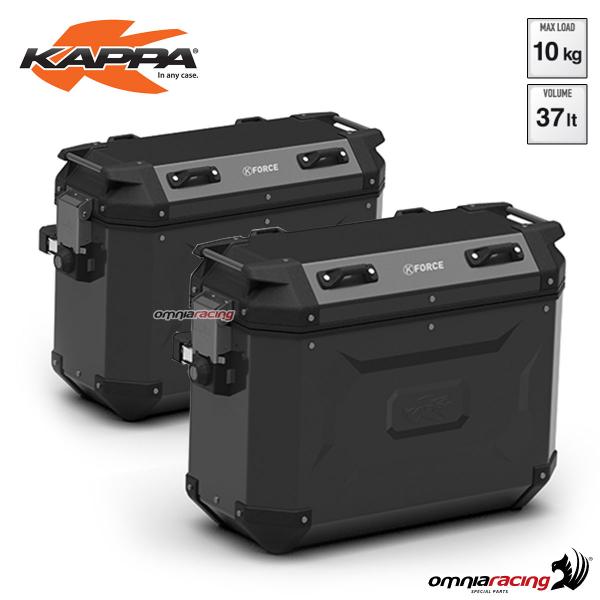 Coppia di valigie laterali Kappa KFR37B K-FORCE Monokey CAM-SIDE volume 37 litri alluminio nero