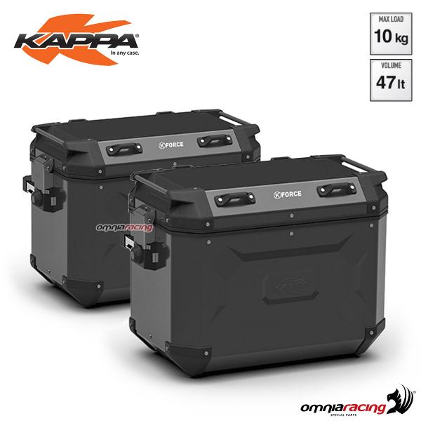 Coppia di valigie laterali Kappa KFR48B K-FORCE Monokey CAM-SIDE volume 48 litri alluminio nero