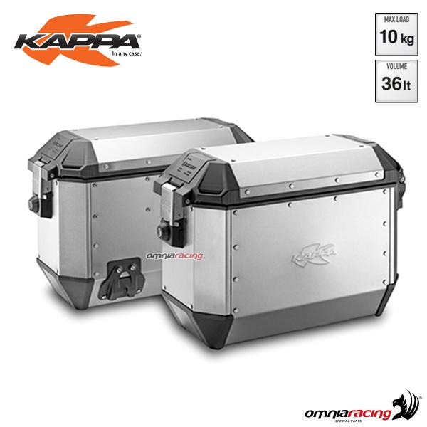 Coppia di valigie laterali Kappa KMS36A K-Mission Monokey retrofit volume 36 litri alluminio