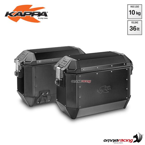 Coppia di valigie laterali Kappa KMS36B K-Mission Monokey retrofit volume 36 litri alluminio nero