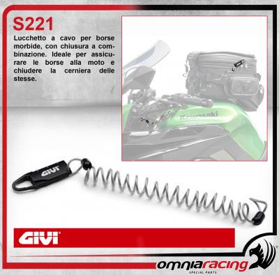 Givi S221 - Wire padlock for soft bags, with combination lock.