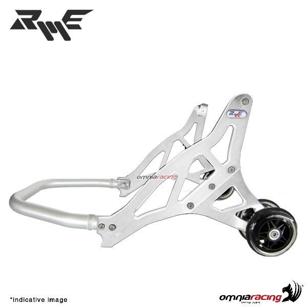 Robby Moto silver ergal front stand + Adjustable supports