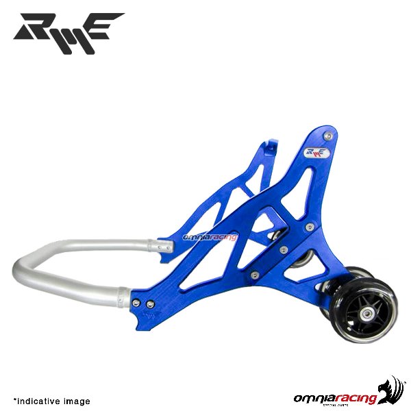 Cavalletto Robby Moto in ergal anteriore + Supporti regolabili colore Blu