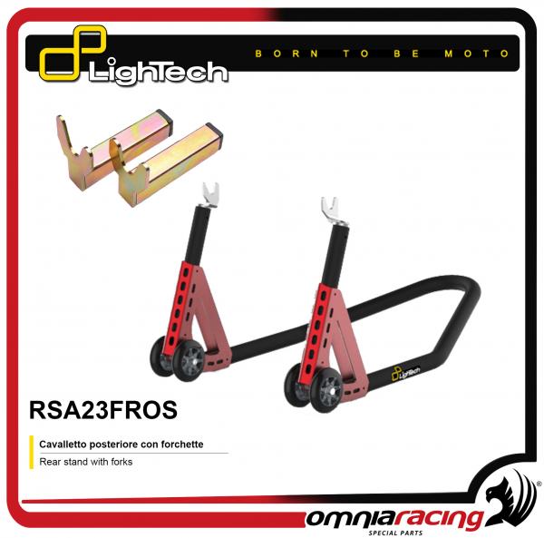 Cavalletto Posteriore Moto Lightech in Alluminio con Forchette Rosso