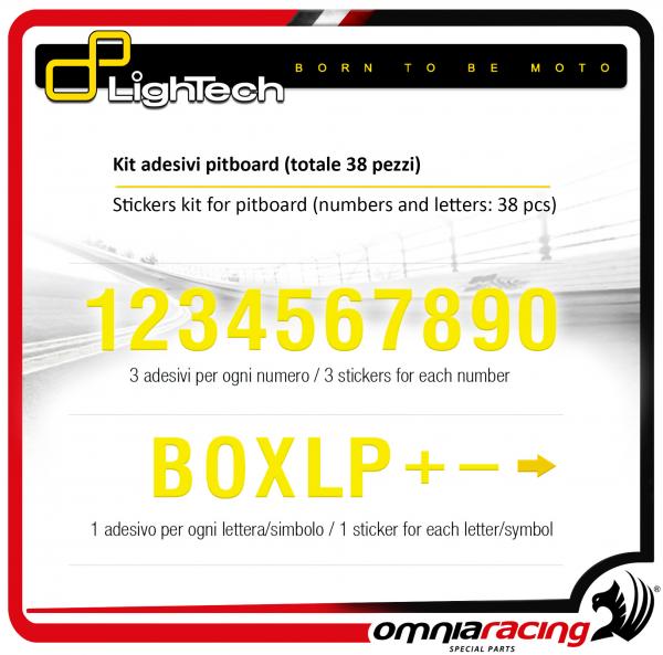 Lightech - Kit adesivi pitboard / per tabelle porta numero (totale 38 pezzi)