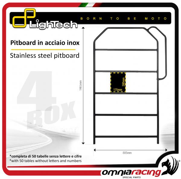 Lightech - Pitboard in alluminio nero per Box Paddock, completa di 50 tabelle senza lettere e cifre