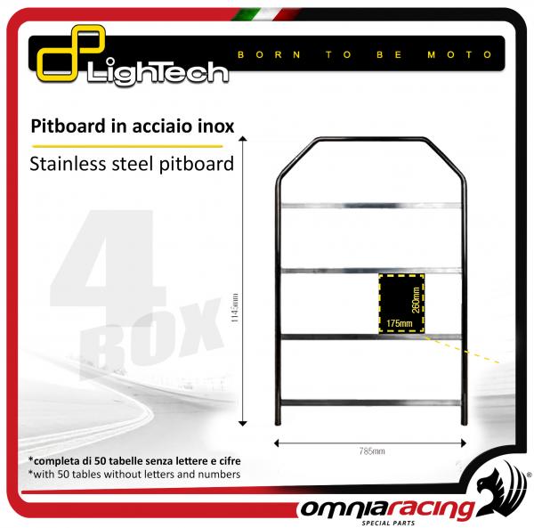 Lightech - Pitboard in alluminio per Box Paddock, completa di 36 tabelle senza lettere e cifre
