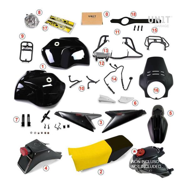 Unit Garage 40th black/yellow Tank cover/seat/accessory kit BMW R1200GS 2008-2012