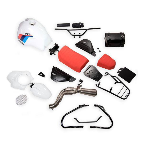 Kit serbatoio/sella/scarico Unit Garage Paris Dakar bianco/rosso BMW RnineT Scrambler